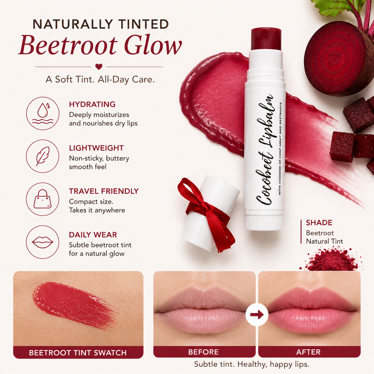 Cocobeat Beetroot Tinted Lip Balm | 4g