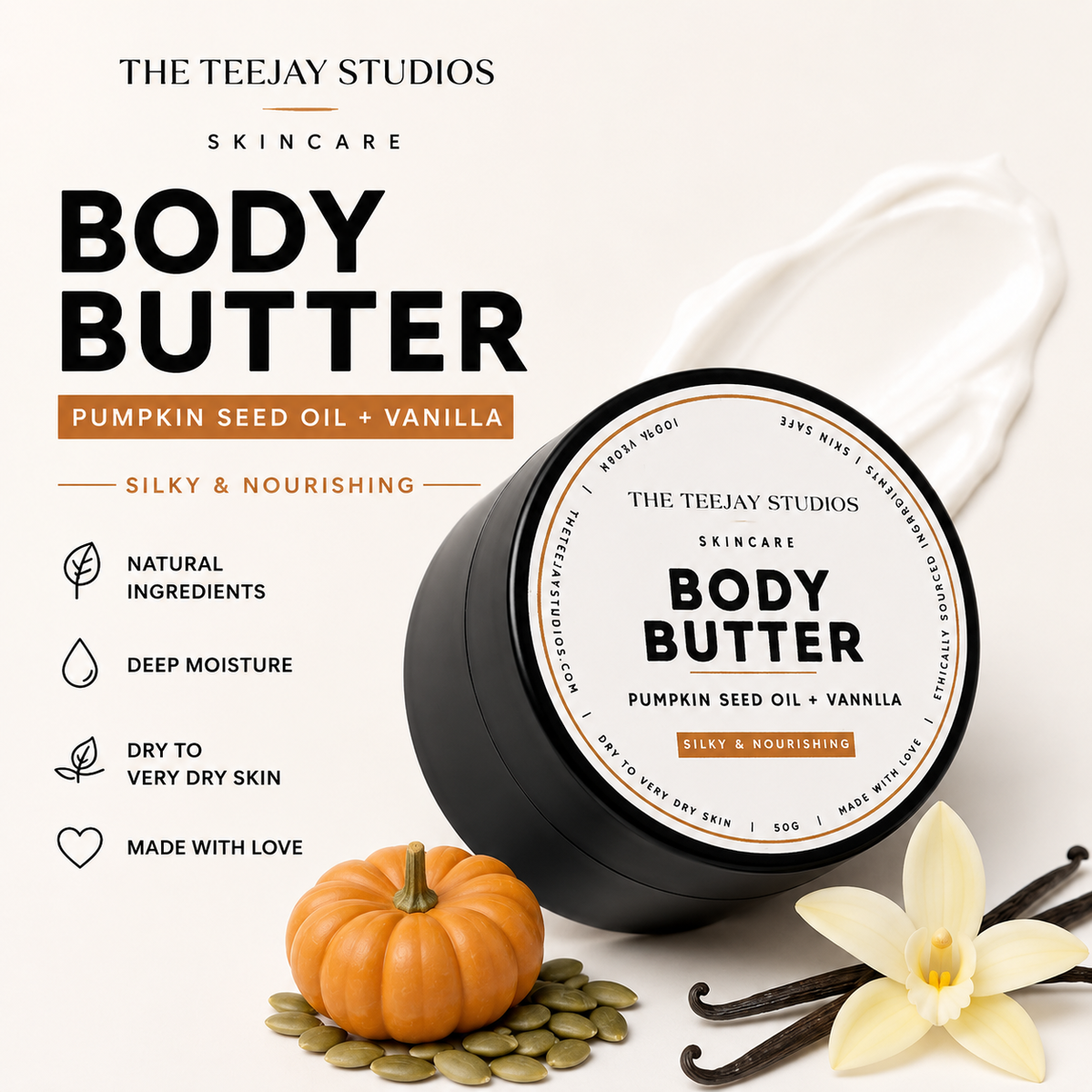 Pumpkin Seed Oil & Vanilla Body Butter | 50g